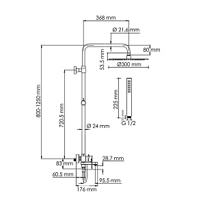 Душевая система WasserKraft Elbe 7400 SET2683 черный Soft-touch купить в интернет-магазине сантехники Sanbest