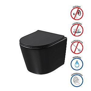 Унитаз подвесной Grossman Tornado GR-4477BMSQ безободковый, с крышкой микролифт, слив-торнадо, черный матовый купить в интернет-магазине Sanbest