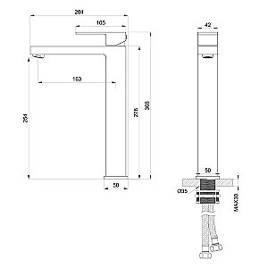 Смеситель для раковины высокий WONZON & WOGHAND CUBE, Хром (WW-88239016-CR) купить в интернет-магазине сантехники Sanbest