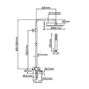 Душевая система WasserKraft Elbe 7400 SET2683 черный Soft-touch купить в интернет-магазине сантехники Sanbest