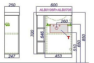 Тумба с раковиной Aqwella Alba 60 корпус дуб давос/фасад белый для ванной в интернет-магазине Sanbest