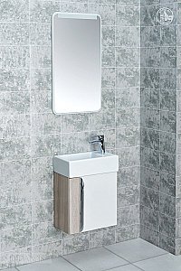 Тумба с раковиной Акватон Вита 45 белый глянцевый/ясень шимо для ванной в интернет-магазине Sanbest