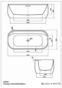 Акриловая ванна Black&White Swan SB120 170x80 купить в интернет-магазине Sanbest