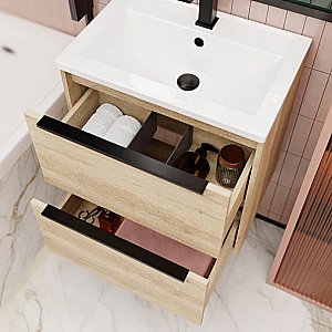 Тумба с раковиной La Fenice Tesoro 60 FNC-01-TES-DNN-60-2 небраска натуральный для ванной в интернет-магазине Sanbest