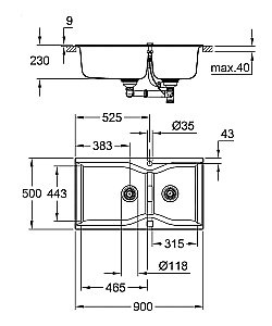 Мойка для кухни Grohe K700 Composite 31658AP0 купить в интернет-магазине сантехники Sanbest
