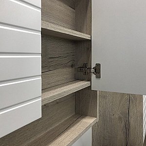 Зеркальный шкаф Comforty Клеон 00-00002045 60 белый/дуб дымчатый купить в интернет-магазине сантехники Sanbest