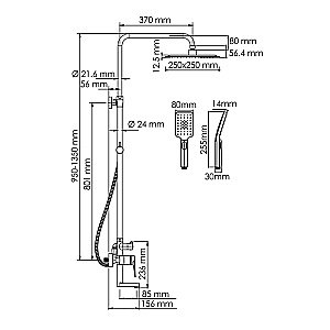 Душевая система WasserKraft Aisch 5500 SET2666 золото матовое купить в интернет-магазине сантехники Sanbest