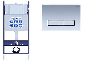 Инсталляция для унитаза Aquatek ECO Standart INS-0000014 с кнопкой KDI-0000024 хром матовый купить в интернет-магазине сантехники Sanbest