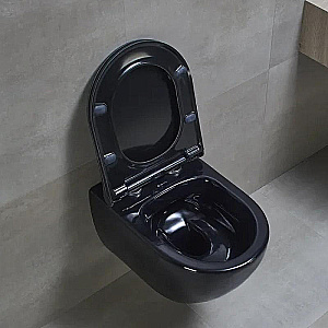 Унитаз подвесной с функцией биде beWash Bogen 88303606 черный глянцевый, безободковый, с крышкой микролифт купить в интернет-магазине Sanbest