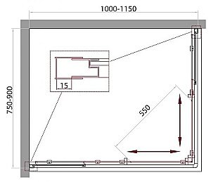 Душевой уголок BelBagno UNIQUE-AH-2-100/115-75/90-C-Cr 115х90 стекло прозрачное/профиль хром купить в интернет-магазине Sanbest