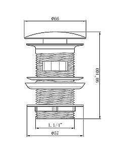 Донный клапан для раковины Cezares CZR-SAT-GM оружейная сталь матовая купить в интернет-магазине сантехники Sanbest