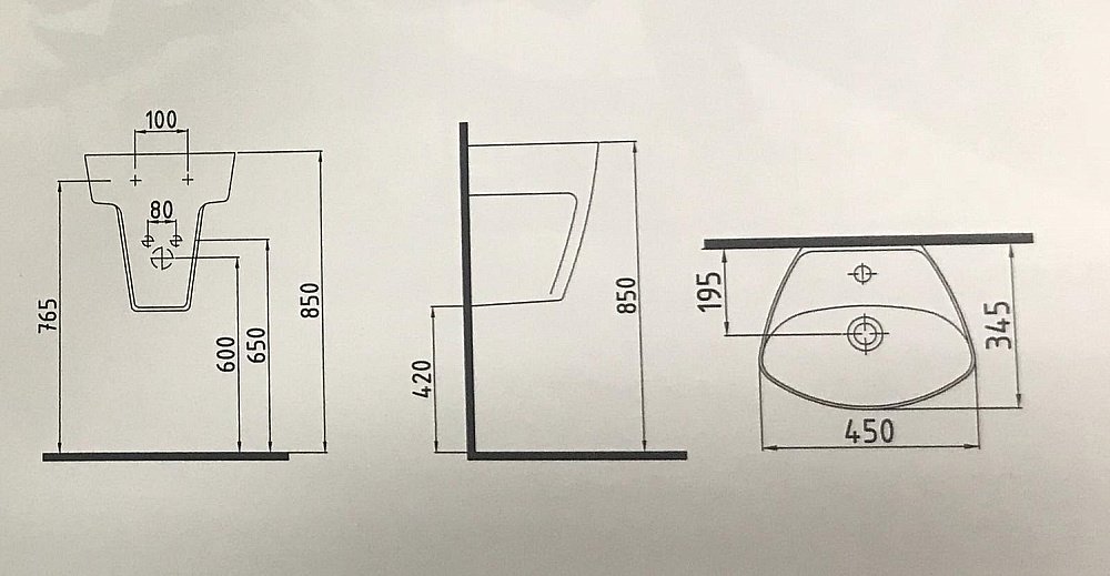 Раковина подвесная Bien Mineral 45 MNLM04501FD1W3000 белая купить в интернет-магазине Sanbest