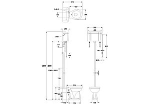 Унитаз с высоким бачком Burlington P2 белый, ручка никель/белая купить в интернет-магазине Sanbest