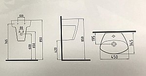 Раковина подвесная Bien Mineral 45 MNLM04501FD1W3000 белая купить в интернет-магазине Sanbest