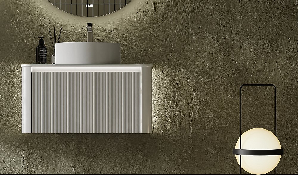 Тумба с раковиной Jorno Lumino 120 белая для ванной в интернет-магазине Sanbest