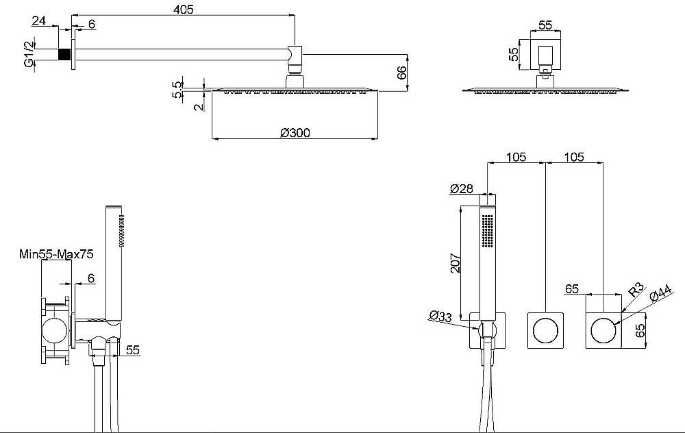 Душевая система Vincea Alto VSFW-6AL1CH хром купить в интернет-магазине сантехники Sanbest