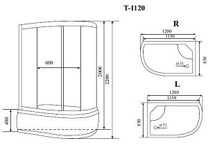 Душевая кабина Timo Standart T-6620 Black Правая купить в интернет-магазине Sanbest