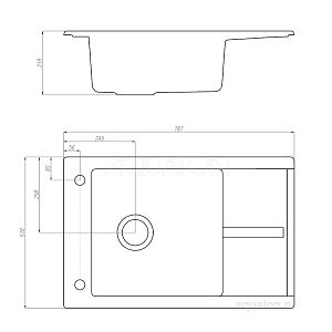 Мойка для кухни Акватон Делия 78 1A715132DE210 графит купить в интернет-магазине сантехники Sanbest
