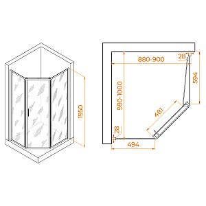 Душевой уголок RGW Passage PA-86-S 90х100 38088690-111 стекло прозрачное/профиль хром-сатин купить в интернет-магазине Sanbest