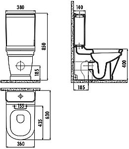 Унитаз напольный CREAVIT ANTIK AN360-11 белый/золото, с бачком купить в интернет-магазине Sanbest