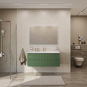 Тумба с раковиной Cezares DUET-N 120 DUET-N-1200-2C-SO-PS-P фисташковый софт для ванной в интернет-магазине Sanbest