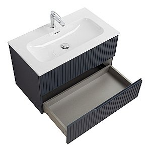 Тумба с раковиной Cezares DUET-N 80 DUET-N-800-2C-SO-GR-P+CZR-8073-80 Grafito для ванной в интернет-магазине Sanbest