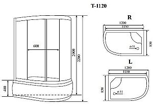 Душевая кабина Timo Standart T-6620 Black Правая купить в интернет-магазине Sanbest