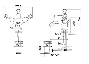 Смеситель для биде Burlington KE13-QT хром/ручки белые купить в интернет-магазине сантехники Sanbest