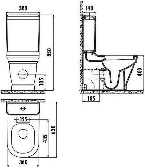 Унитаз напольный CREAVIT ANTIK AN360-11 белый/золото, с бачком купить в интернет-магазине Sanbest