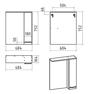Зеркало со шкафом Misty Крафт 60 П-Кра-02060-011 Белый / Дуб Крафт Золотой в ванную от интернет-магазине сантехники Sanbest