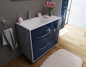 Тумба с раковиной Эстет Barcelona 90 напольная 3 ящика, 1 дверь, белая для ванной в интернет-магазине Sanbest