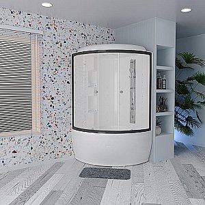 Душевой бокс Радомир Лаура 128х128 1-04-6-0-0-0830 стекло прозрачное/профиль черный/крыша сендвич купить в интернет-магазине Sanbest