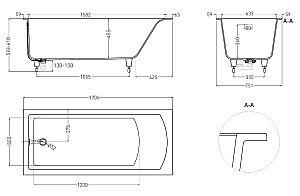 Ванна Salini Cascata KIT S-Sense 170x75 104313GF RAL купить в интернет-магазине Sanbest