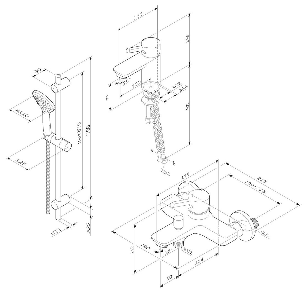 Набор смесителей AM.PM X-Joy S F40985B00 купить в интернет-магазине сантехники Sanbest