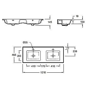 Раковина Jacob Delafon Ola EXVA112-00 120 двойная, белая купить в интернет-магазине Sanbest
