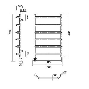 Полотенцесушитель электрический Domoterm Лаура П6 500x800 E хром купить в интернет-магазине сантехники Sanbest