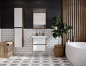 Тумба с раковиной Акватон Сканди 55 белая/дуб рустикальный для ванной в интернет-магазине Sanbest