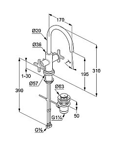 Смеситель для раковины Kludi Nova Fonte Classic 201180520 хром купить в интернет-магазине сантехники Sanbest