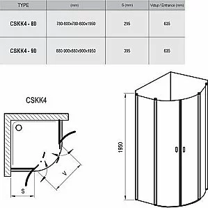 Душевой уголок Ravak Chrome CSKK4 80х80 профиль белый/стекло прозрачное купить в интернет-магазине Sanbest