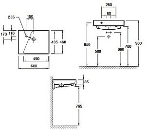 Тумба с раковиной Jacob Delafon RYTHMIK 60 EB1301-E70+EXQ112-Z-00 арлингтонский дуб для ванной в интернет-магазине Sanbest