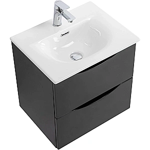 Тумба с раковиной Belbagno MARINO-CER-MINI 60  черный глянцевый для ванной в интернет-магазине Sanbest