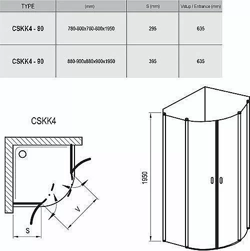 Душевой уголок Ravak Chrome CSKK4 80х80 профиль белый/стекло прозрачное купить в интернет-магазине Sanbest