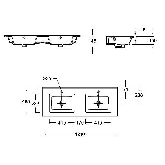Раковина Jacob Delafon Ola EXVA112-00 120 двойная, белая купить в интернет-магазине Sanbest