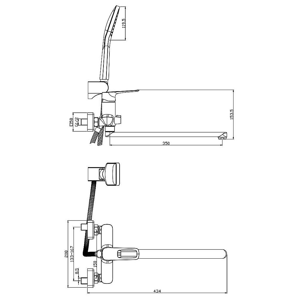 Смеситель для ванны Rossinka RS46-32 купить в интернет-магазине сантехники Sanbest