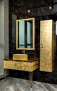 Консоль с раковиной и столешницей Armadi Art LUCIDO 80 поталь для ванной в интернет-магазине сантехники Sanbest