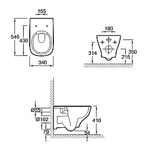 Унитаз подвесной Jacob Delafon Struktura EDE103-CP безободковый, с инсталляцией, с крышкой микролифт, белый/кнопка хром купить в интернет-магазине Sanbest