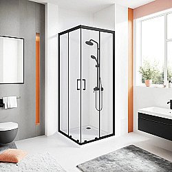 Душевой уголок Good Door Cube 80х80 КУ00019 стекло прозрачное/профиль черный матовый купить в интернет-магазине Sanbest