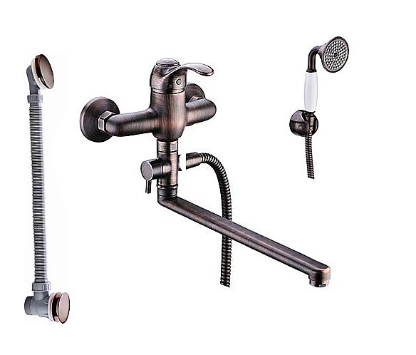 Смеситель для ванны WasserKRAFT A1302L.055 слив-перелив, темная бронза купить в интернет-магазине сантехники Sanbest