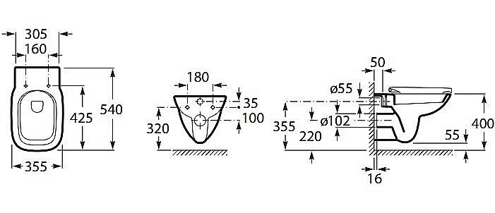 Унитаз подвесной Roca Debba SQUARE 346997000 купить в интернет-магазине Sanbest
