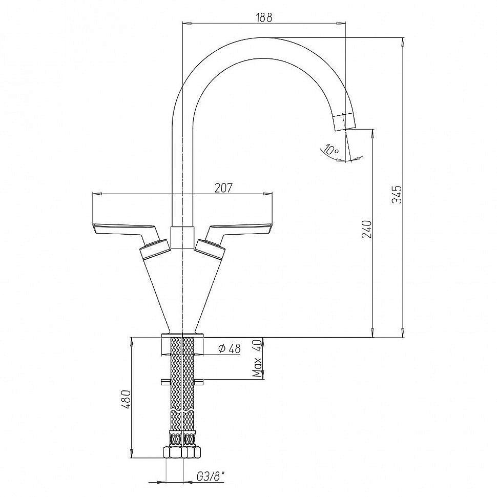 Смеситель для кухни PAINI Neptune 64CR572NPKM хром купить в интернет-магазине сантехники Sanbest